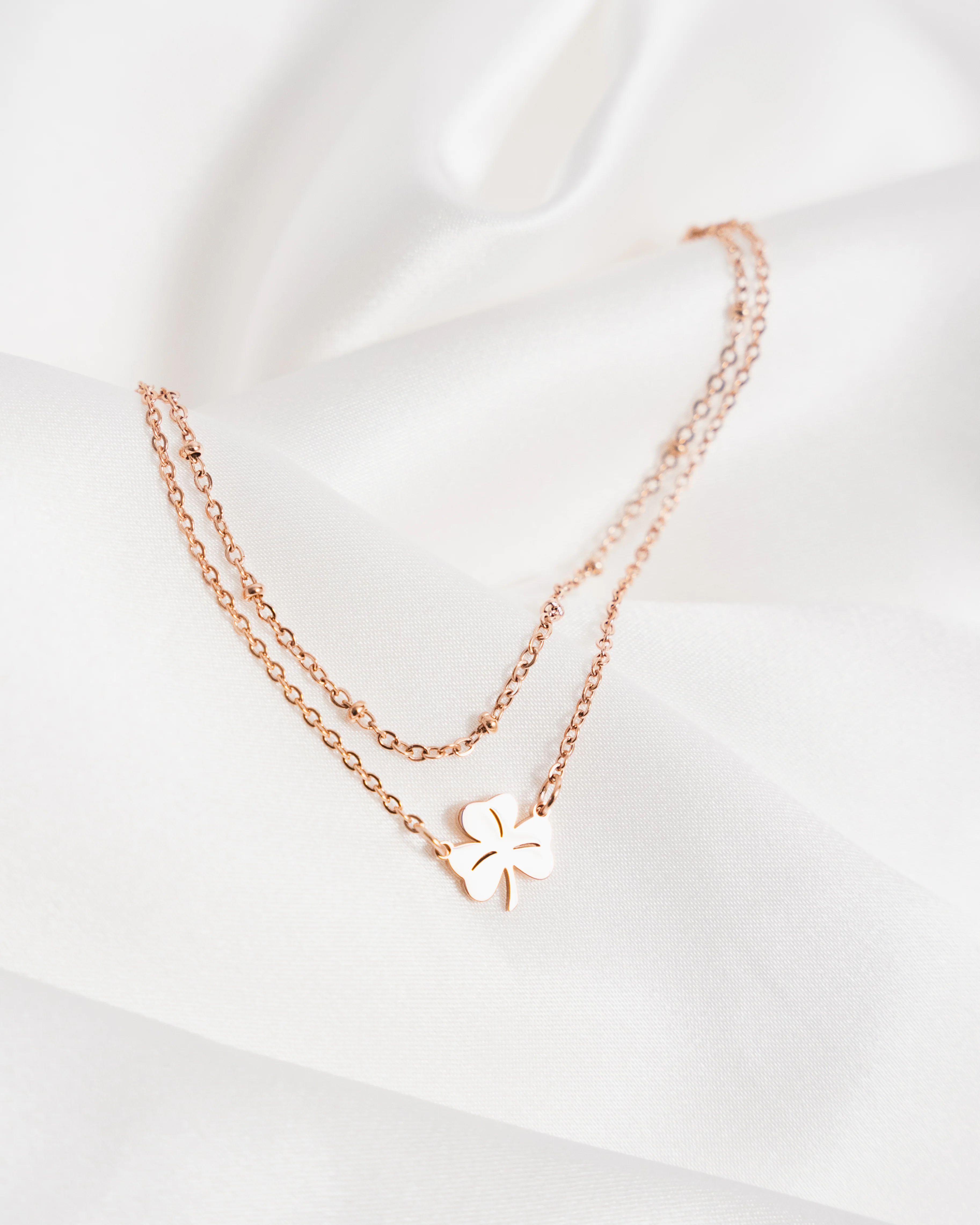 Double Chain Shamrock Anklet - Image 4