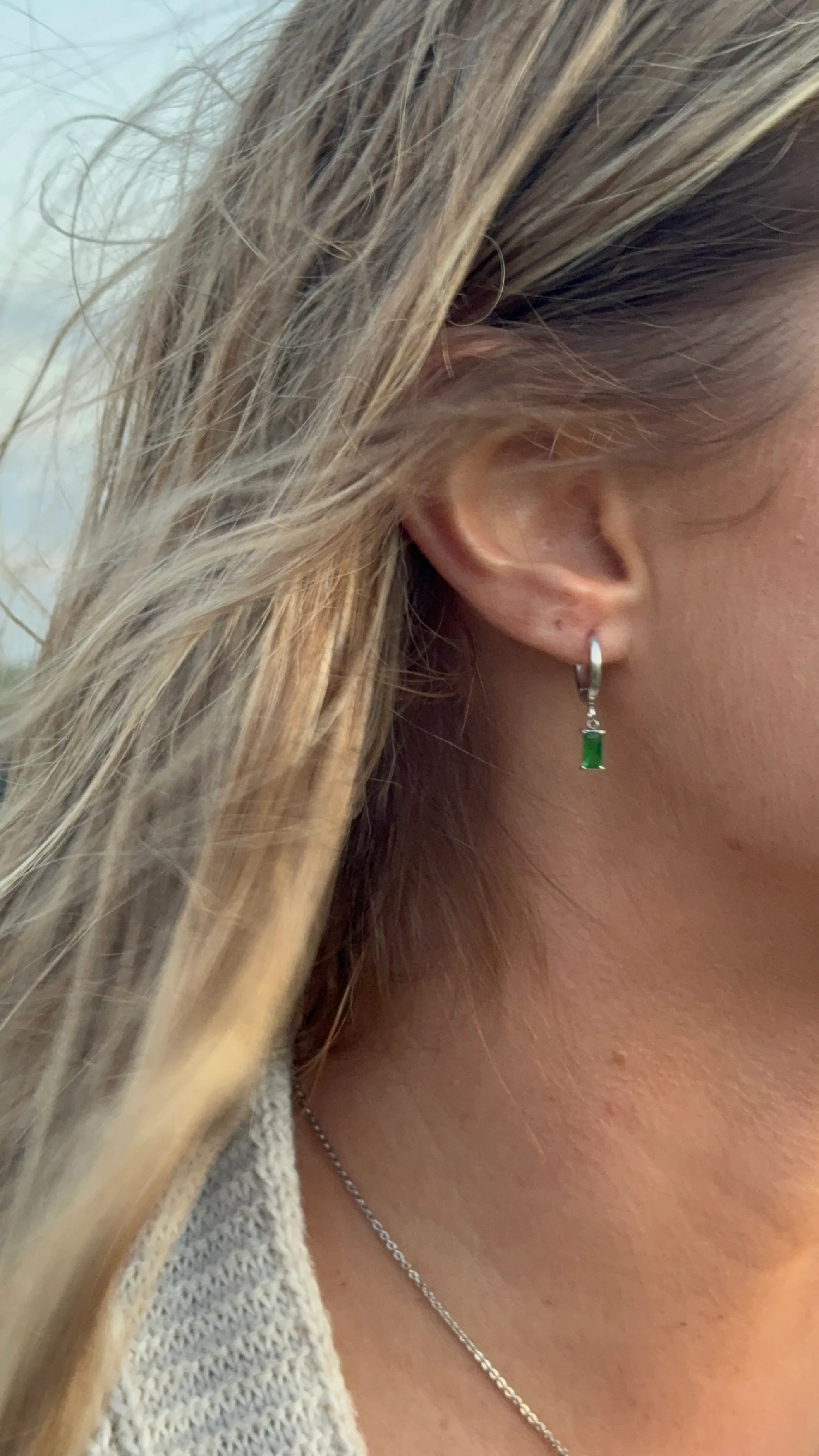 Emerald Hoop Earrings - Image 5