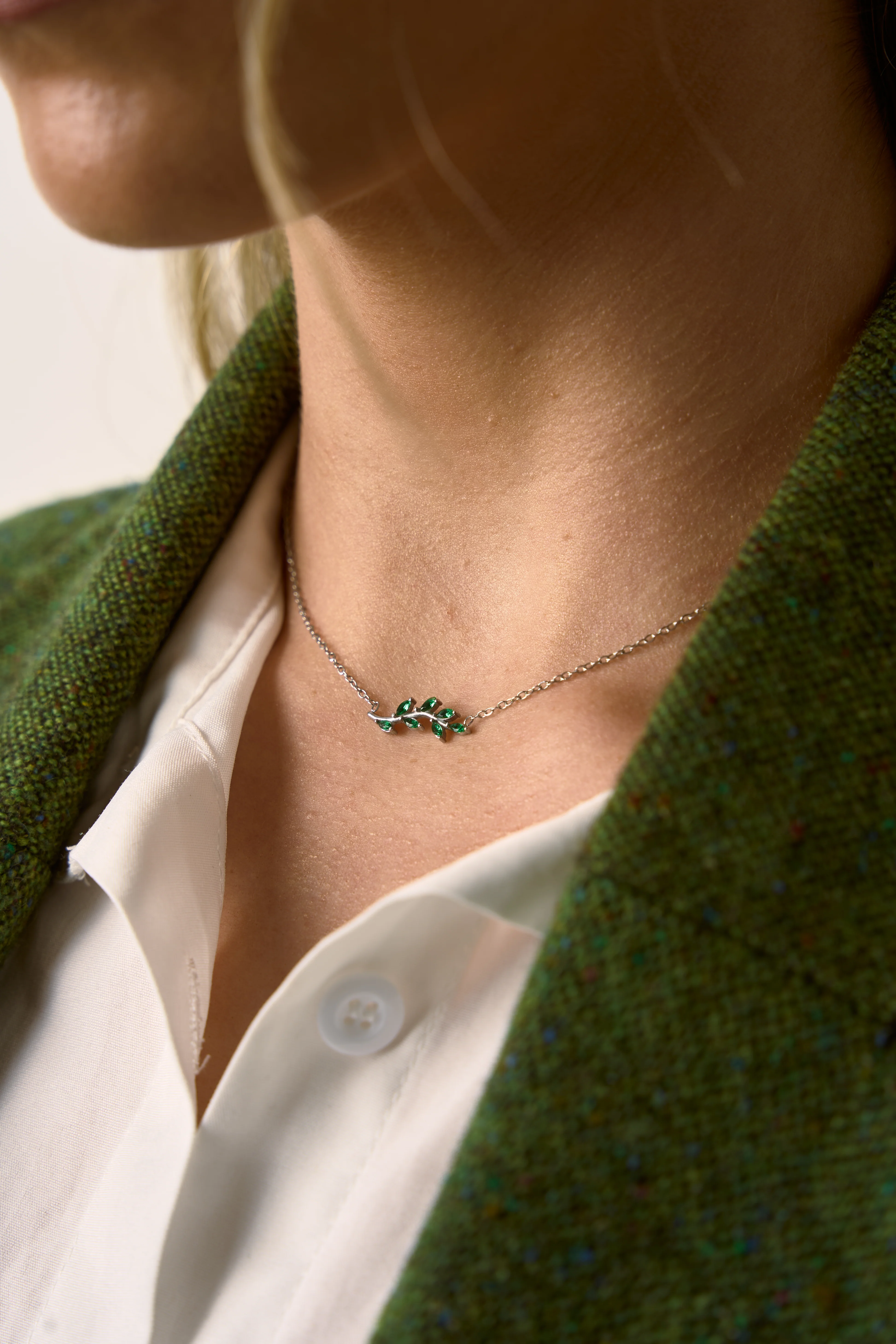 Irish Emerald Leaf Necklace - Image 3