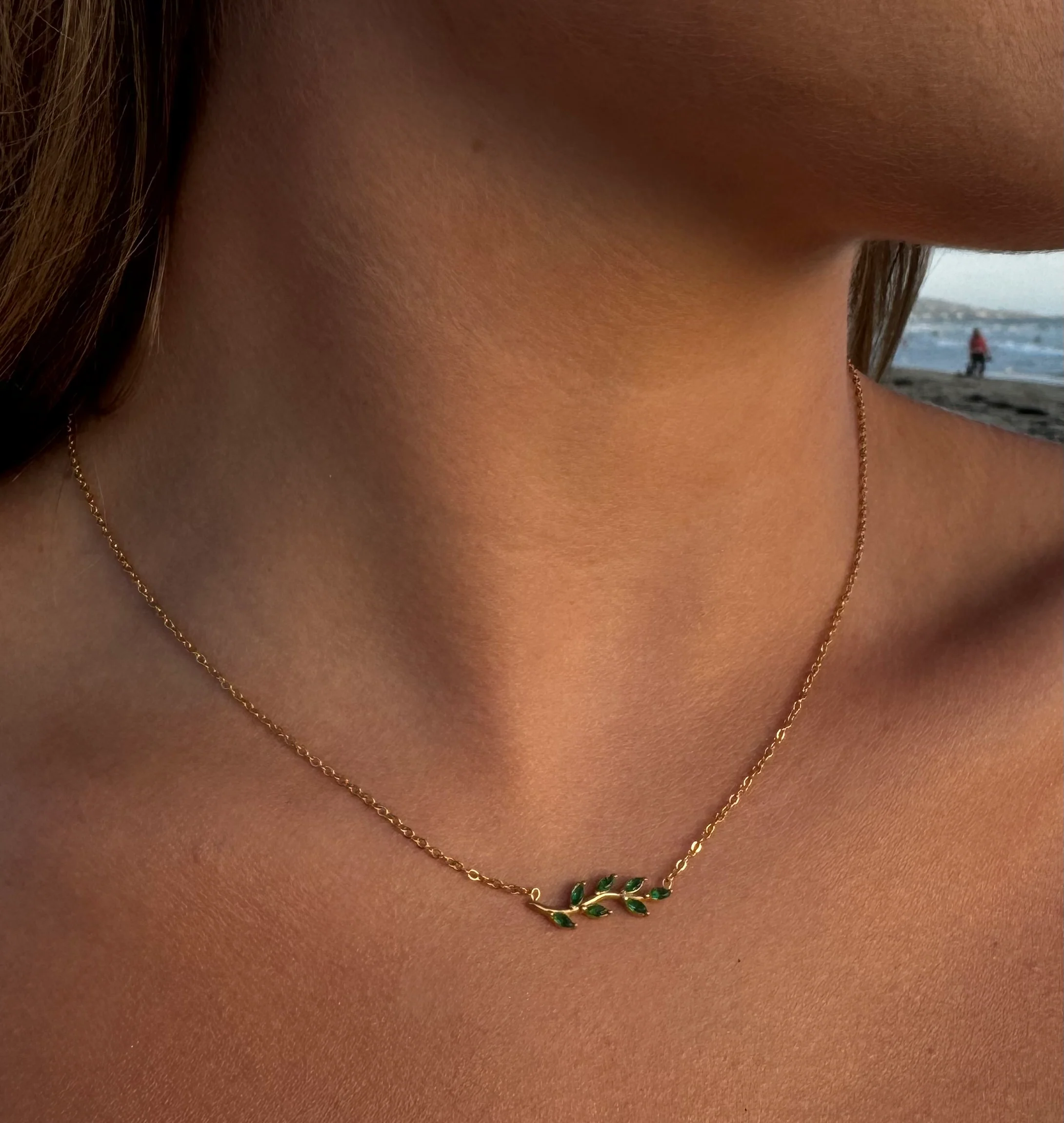 Irish Emerald Leaf Necklace - Image 4
