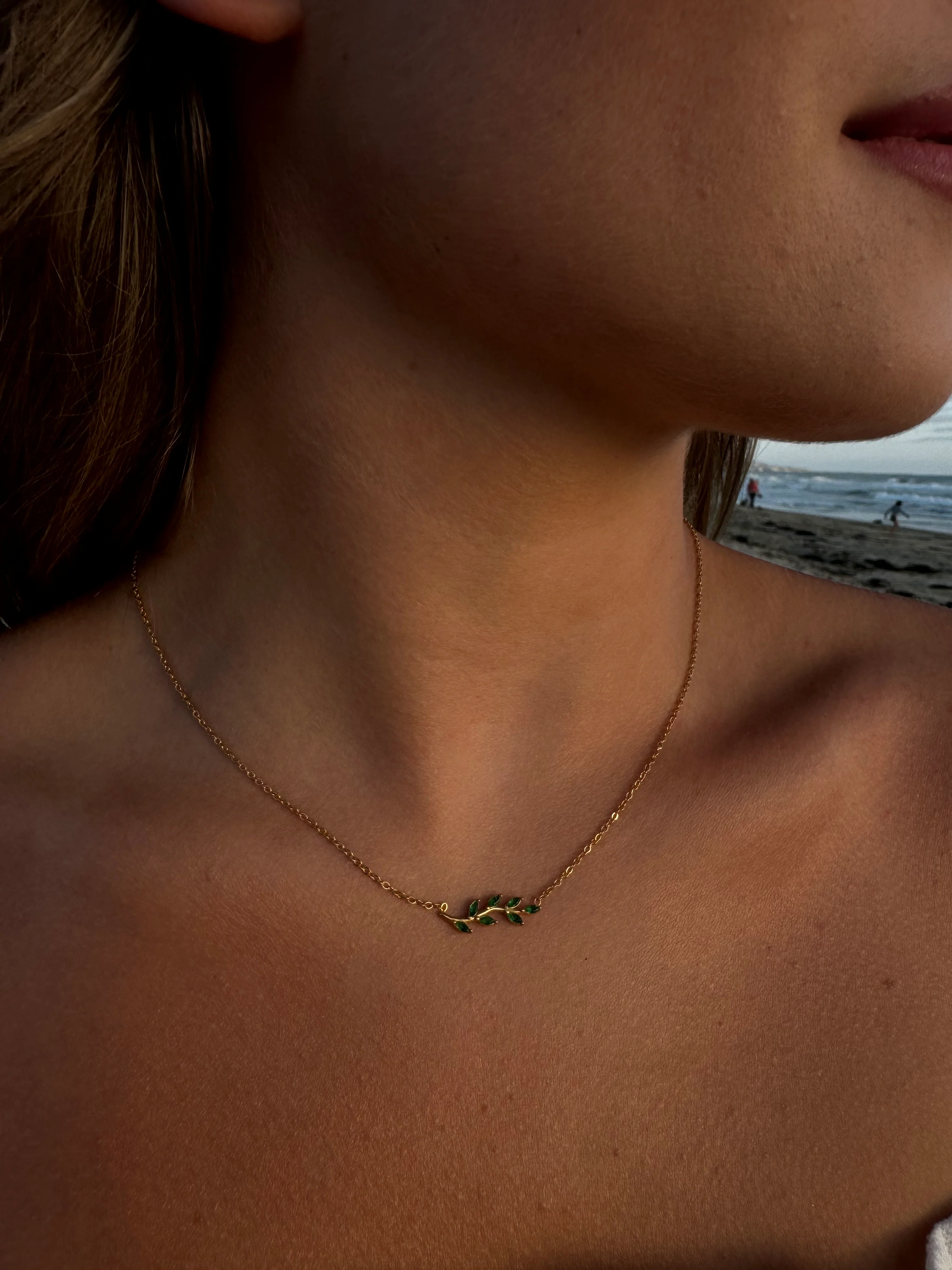 Irish Emerald Leaf Necklace - Image 5