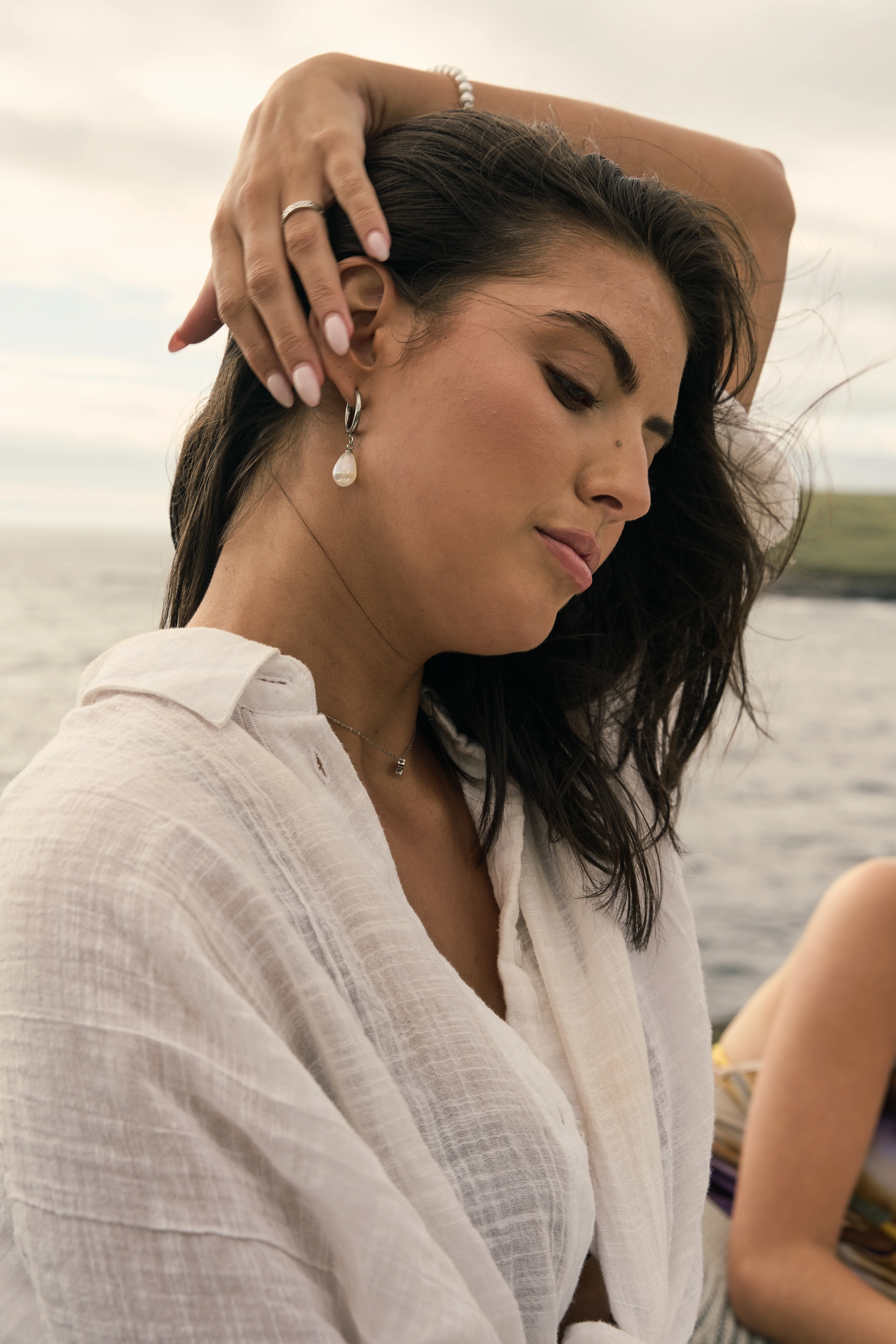 Pearl Hoop Earrings - Image 7