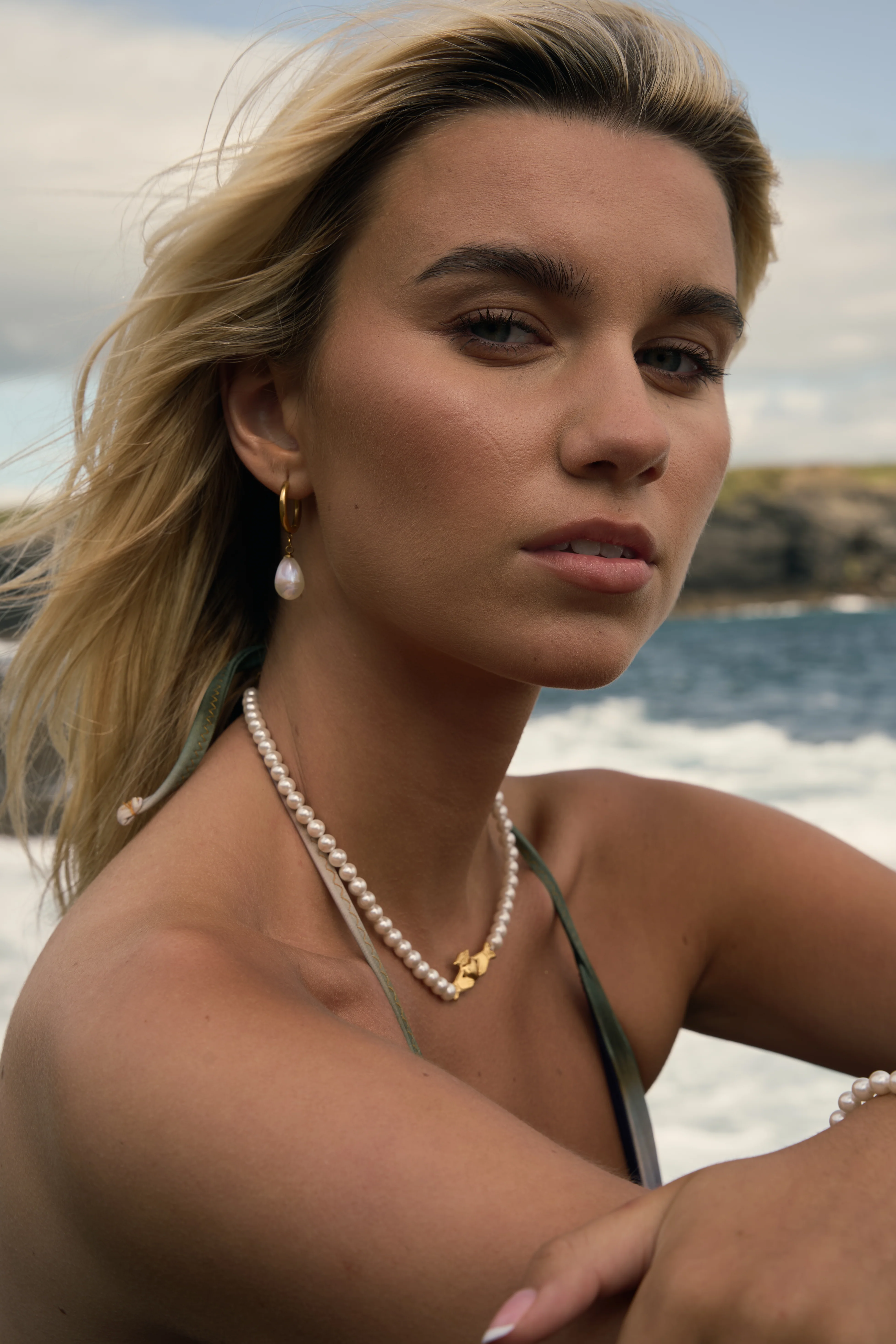 Pearl Hoop Earrings - Image 9